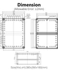 IP67 Waterproof Junction Box Outdoor Enclosure Made From Durable ABS Plastic dimensions 15 x 11 x 7 inches diagram