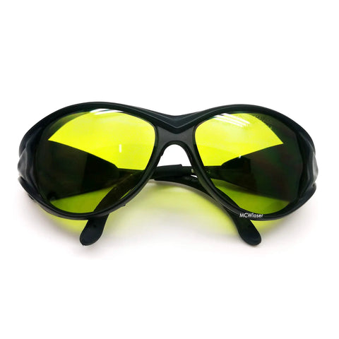 Heavy Duty Laser Safety Goggles Lock Down Eye Protection From UV IR And Blue Light Across 190 To 10600 Nanometers with yellow lenses