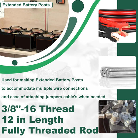 Two 12-inch stainless steel 3/8-16 UNC fully threaded rods