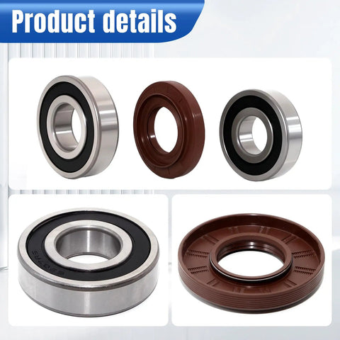 Premium Grade Washer Tub Bearing Seal Kit Replacement For LG And Kenmore Front Load Washers showing front and rear bearings and tub seal.
