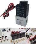 One Quarter Inch DC Twenty Four Volt Two Way Normally Closed Pneumatic Aluminum Solenoid Valve For Air Gas Water And Liquids Direct Acting Uni Directional Flow NPT Female Port with wiring and installation setup