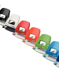 Assorted colors of Two Hole Punch for 30 Sheets, Metal Office Workhorse With Guide Bar and Format Markings, Black NeXXt Range