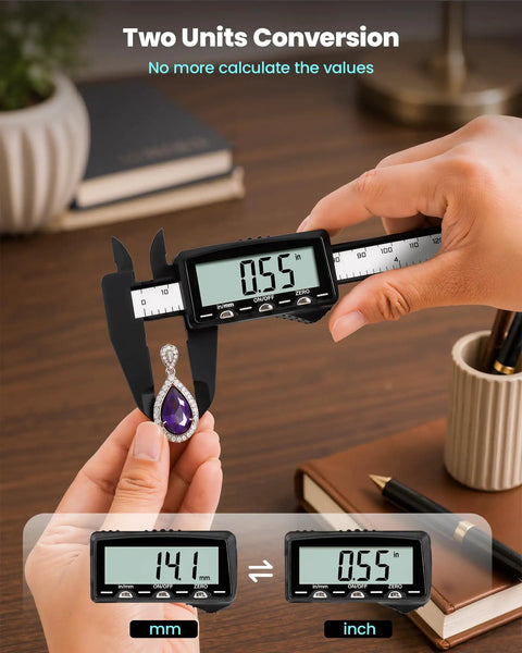 Rechargeable Digital Caliper With Large LCD Screen In Mm Conversion Auto Off Protective Case 6 Inch Plastic Caliper measuring pendant