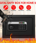 1.3 Cu Ft Fireproof And Waterproof Safe Box with digital lock, hammer impact illustration, fire, and anti-theft features