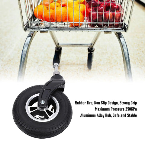 8 Inch Universal Caster Wheels With Non Slip Design Heavy Duty 250KPa Load Capacity Rubber Cart Wheels next to shopping cart