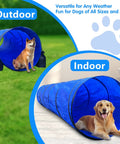 10 Foot Dog Agility Tunnel Kit With 2 Sandbags Carry Bag And 4 Ground Spikes for indoor and outdoor training with dogs