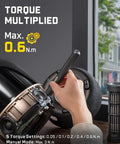 Hand using Tiny But Mighty Ultra Mini Cordless Electric Screwdriver with 0.6 Nm torque and 270 RPM NeoPulse motor on electronic device