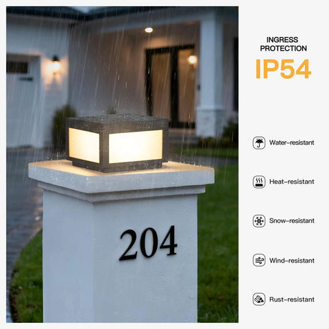 Hardwired Outdoor Post Lights 9.8 Inch Pillar Lamps Waterproof IP54 Aluminum LED Column Lanterns 3000K Warm White mounted on post