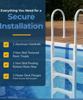 Heavy Duty Aluminum And Resin In Pool Ladder For Above Ground Pools With Non Skid Steps And Adjustable Swivel Bottom Fits Sloped Pool Floors Up To Fifty Four Inch Deep And Supports Up To Two Hundred Twenty Five Pounds, side view
