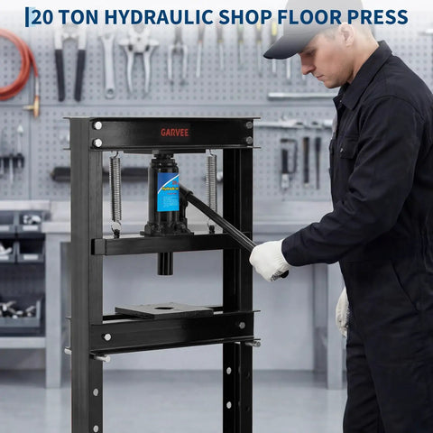 20 Ton H Frame Hydraulic Shop Press Built Tough For Heavy Duty DIY And Industrial Use With Stable Power Output Pro Grade Steel Frame Ideal For Bearings Bushings Ball Joints Press Fittings And More, black steel frame