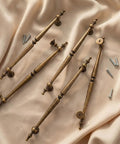Antique Brass Cabinet Pulls 7.56 Inch Center-To-Center, 6.02 Inch Long Vintage Drawer Handles with screws on fabric
