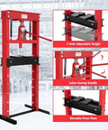 20 Ton Benchtop Hydraulic Press For Metalworking And Bearing Removal, Heavy Duty H Frame Shop Press With Adjustable Height Work Table