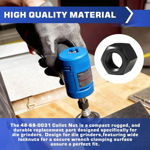 Replacement Collet Nut For Die Grinders One Quarter Inch Fits Milwaukee 2485 20 2486 20 shown during installation.
