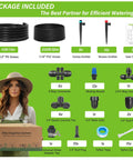 243 Foot Drip Irrigation Kit With Half Inch Hose And Quarter Inch Tubing Quick Connect Drip System package contents