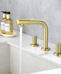 8 Inch Widespread Bathroom Faucet With 360 Degree Swivel Spout And Nozzle, Brushed Gold Finish, Dual Handle 3 Hole Sink Faucet