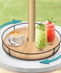 12 Inch Lazy Susan With Umbrella Hole For Outdoor Patio Table No Fuss 360 Degree Rotation Iron Turntable Organizer With Drinks
