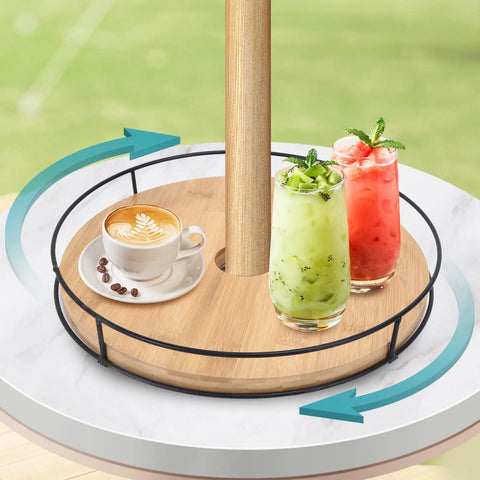 12 Inch Lazy Susan With Umbrella Hole For Outdoor Patio Table No Fuss 360 Degree Rotation Iron Turntable Organizer With Drinks