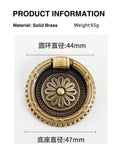 Antique Brass Ring Pulls Set Of 30 Solid Brass Cabinet Knobs And Drawer Handles, Vintage European Style, 44mm Size