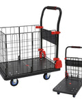 Built Like A Tank Two In One Platform Cart With Secure Cage Foldable Utility Dolly And Flatbed Hand Truck for easy transport.