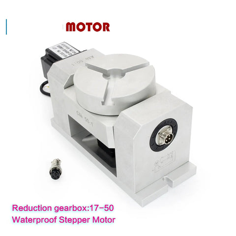 CNC Fourth Fifth Axis Rotary Harmonic Drive Reducer Dividing Head Gearbox With 50 To 1 Speed Ratio And Pneumatic Motors For Beast Mode Precision Milling And Prototyping, white metal unit