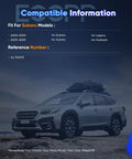 Compatibility info for Subaru Outback and Legacy 2005-2009, front view of a Subaru car, suitable for wheel hub assembly with ABS AWD.