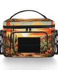 Flower Cactus Desert Tactical Lunch Bag For Men And Women Insulated Leakproof Lunch Box with zippers and shoulder strap, 7L size