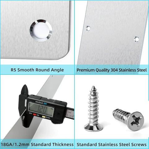 Stainless Steel Satin Finish Door Push Pull Handles Set For Interior Doors, 304 Grade, steel screws and caliper measure 1.2mm thickness