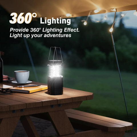 Hand Crank Solar Camping Lantern With 3000mAh Battery, Ultra Bright LED Torch on picnic table outdoors at night