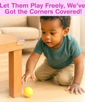 Tough As Nails L Shaped Table Corner Protectors For No Worries Baby Proofing And Toddler Safety 15 Pack Clear Gel Bumpers on table edge.