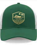 Green Women's Trucker Hats Bundle For Everyday Style And Dope Cap Game, front view with yacht-themed patch, cotton baseball cap