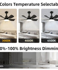 Lit 2 In 1 Socket Ceiling Fan With Light And Remote, Dimmable 3000K To 6500K, shown in three color temperatures over a bed.