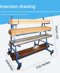Dimension drawing of Heavy Duty Double Sided Horizontal Material Storage Rack Featuring Adjustable Arms For Lumber PVC Tubes And Steel Pipe.