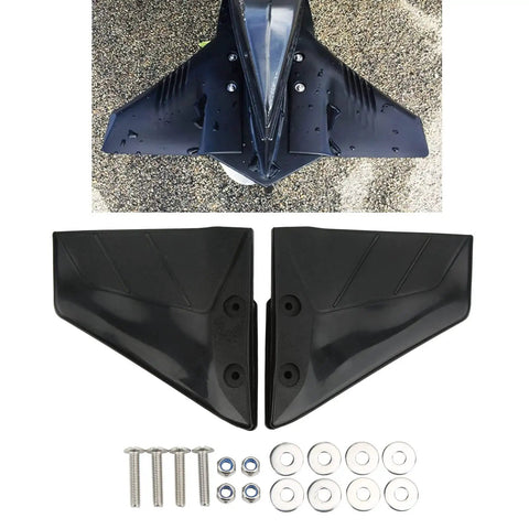 Hydrofoil Stabilizer For 4 To 50HP Outboard Boats With Durable ABS Plastic Easy Installation Reduces Bow Rise Improves Planing Performance Enhances Stability Reduces Drag For Smoother Faster More Confident Water Riding, with installation accessories displayed.