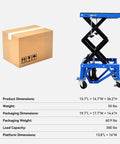 Beefy Hydraulic Motorcycle Scissor Jack Lift With Foot Step Lever And Four Wheels, Height Adjustable From 13.4 To 36.2 Inches, Blue.