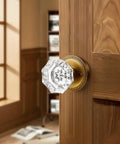 Chic Antique Brass Crystal Door Knob With Privacy Lock For Bedroom And Bathroom, Glass Door Knob In Zinc Alloy, adjustable latch