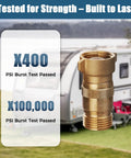 Brass RV water pressure regulator with 3/4 in GHT fitting, lead-free, 40–50 PSI preset