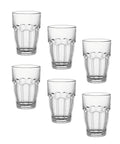Stackable 12.5oz glass tumblers set of 6 for sodas juices milk beer and spirits dishwasher safe durable tempered glass drinkware