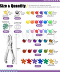 Smooth Ops With MultiColor Split Pins And Mini Brass Paper Fasteners Paired With Compact Hole Puncher 240 Piece Supply Kit showing assorted shapes and sizes.