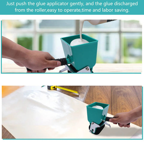 Heavy Duty Portable Glue Roller With Smart Flow Control Switch For Even Woodworking Adhesive Coating And No Drama Diy Fix Projects All Year Long Using 180 Ml Tank Capacity in use applying glue.