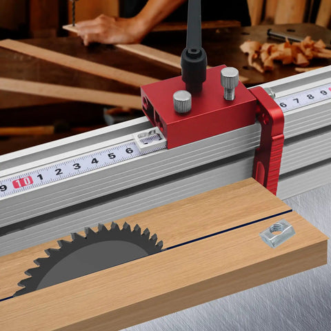 Close-up of Go To T Track Aluminum Miter Track Jig Kit for Table Routers and DIY Woodworking Miter Slider Fixtures Easy Setup