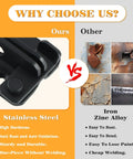 Comparison of heavy duty stainless steel flip latch vs iron zinc alloy, highlighting stainless steel's rust resistance and durability.
