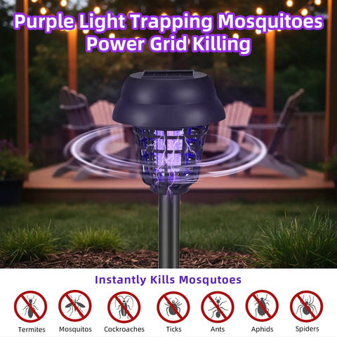 Sun Powered Outdoor Mosquito Zapper For Your Yard Garden And Patio No Outlet Needed Auto On Off With Purple Or White Light Waterproof Bug Trap Gnat Killer For Backyard And Pathway