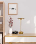 2 Pack Cordless Table Lamps Rechargeable With 5000mAh Battery, Brushed Gold lamp on wooden desk indoors