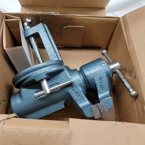 Clamp On Vise With Four Inch Jaw Width And Two And A Quarter Inch Jaw Opening, Two Inch Throat, 45 Degree Rotation in box