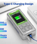 Outdoor Long Range Green Laser Measure With Camera And Bluetooth, 260 Feet Range, P2P Technology, IP68 Rugged, Free App Included, Micro USB Cable, Hand Strap And Pouch, Accuracy Within One Sixteenth Inch, Type-C charging display, 2000mAh battery