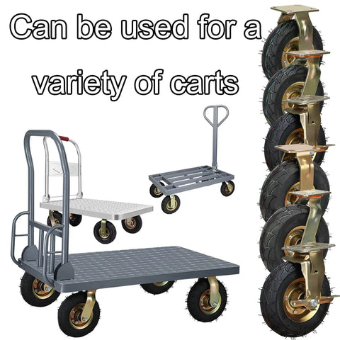 Built Ridiculously Tough Heavy Duty Pneumatic Caster Wheels 8 Inch 10 Inch on various carts showcasing their durability and versatility.