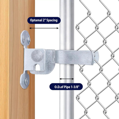 1-3/8 Inch Chain Link Fence Gate Latch Wall Mount Flat Back Metal Gate Fork Latch Hardware With Lag Bolt
