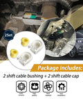 Ford Transmission Shifter Bushing Set 2 Pack For Edge, Escape, Fusion, Transit Connect, C-Max Shifter Linkage Bushing And Shift Cable Cap Replacement Kit Durable Upgrade For Smooth Gear Shifts. 2-pack white plastic and yellow bushing set