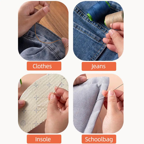 Using Ten Color Sewing Thread Kit With Heavy Duty Denim Grade Polyester Spools 20s/3 Thick Thread for clothes, jeans, insole, schoolbag repairs.