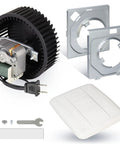 BKR60 Bath Fan Upgrade Kit With Replacement Motor And Grille For Series 696NR02 and compatible models shown with components